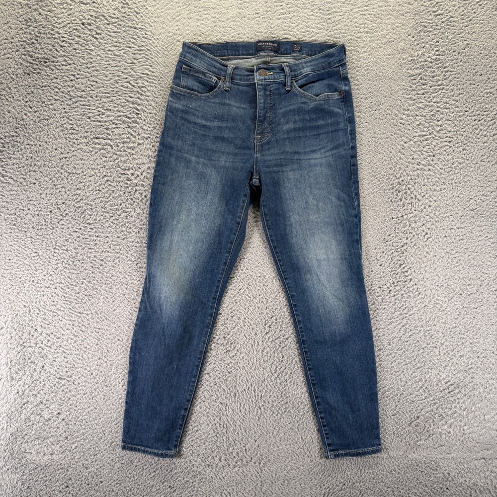 Lucky Brand Ava Jeans Womens 10 Blue Cotton Denim Ankle Skinny Faded Workwear